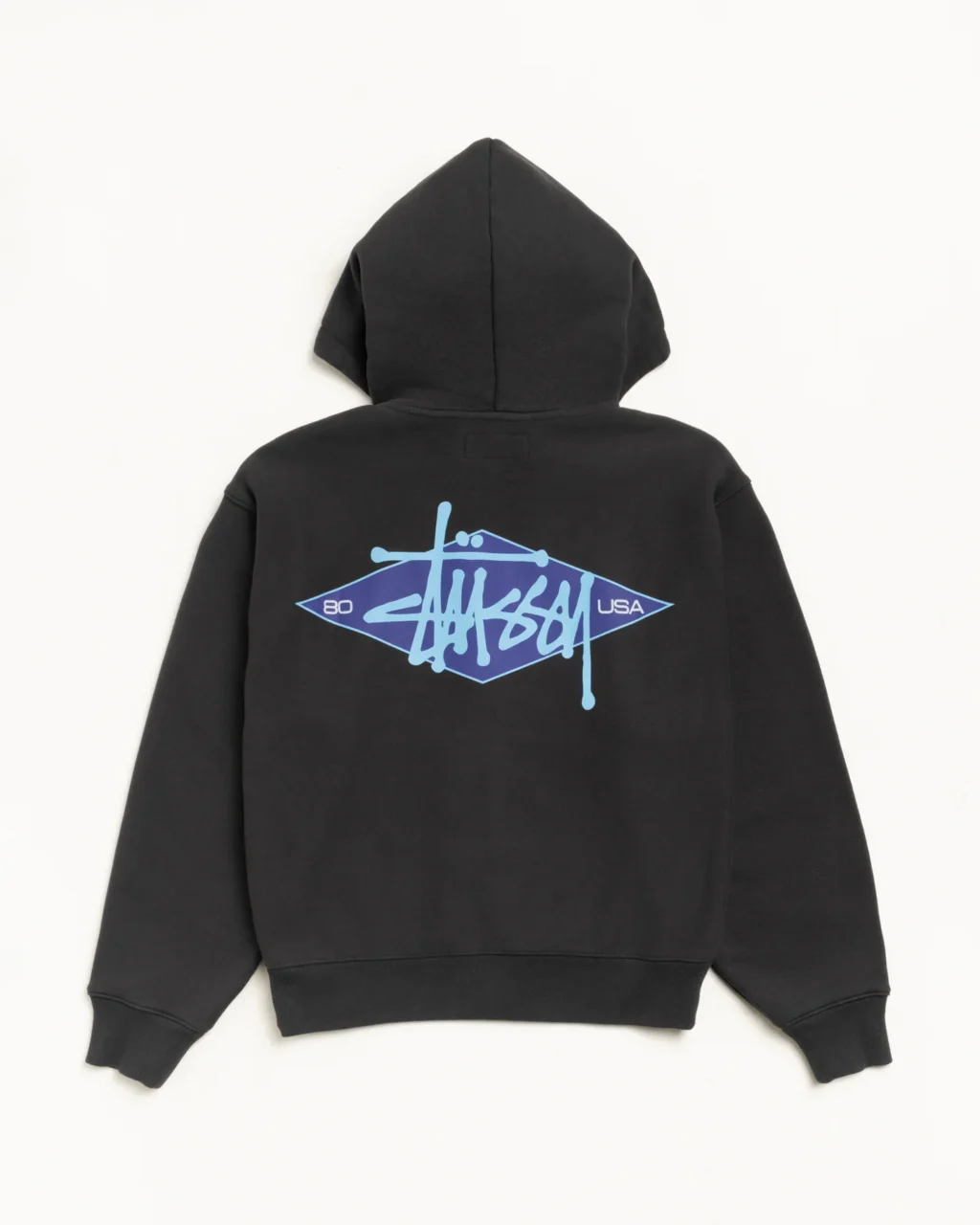 basic diamond black zip hoodie