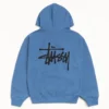 basic stüssy blue fleece hoodie