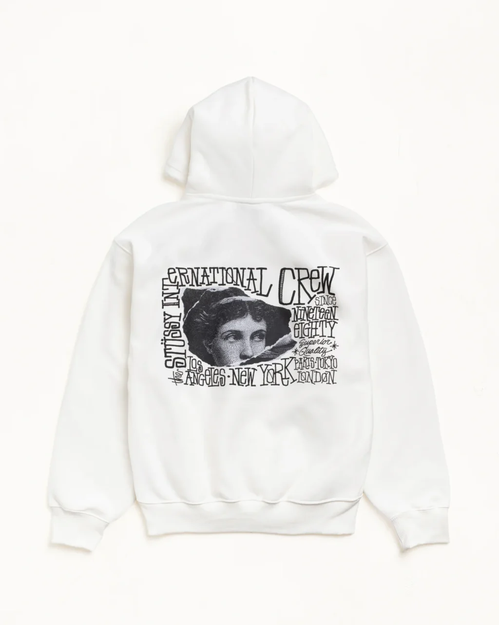 stussy victoria off white fleece hoodie