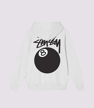 Stussy 8 Ball Hoodie Ash Heather Back