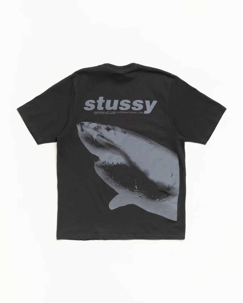 stussy shark black tshirt