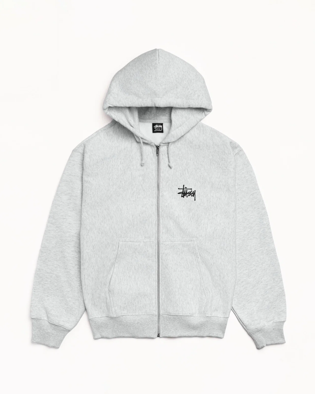 Basic Stussy Zip Up Hoodie Ash Heather