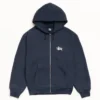 Basic Stussy Zip Up Hoodie Navy