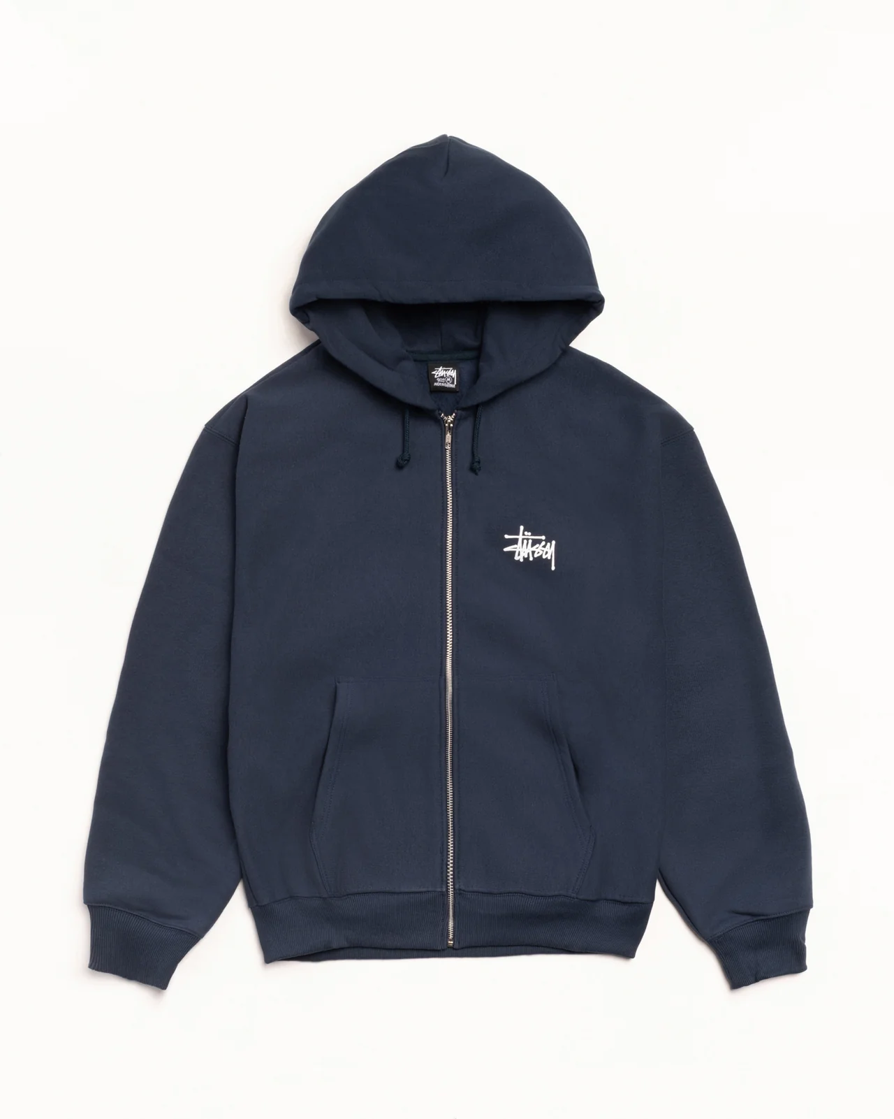 Basic Stussy Zip Up Hoodie Navy