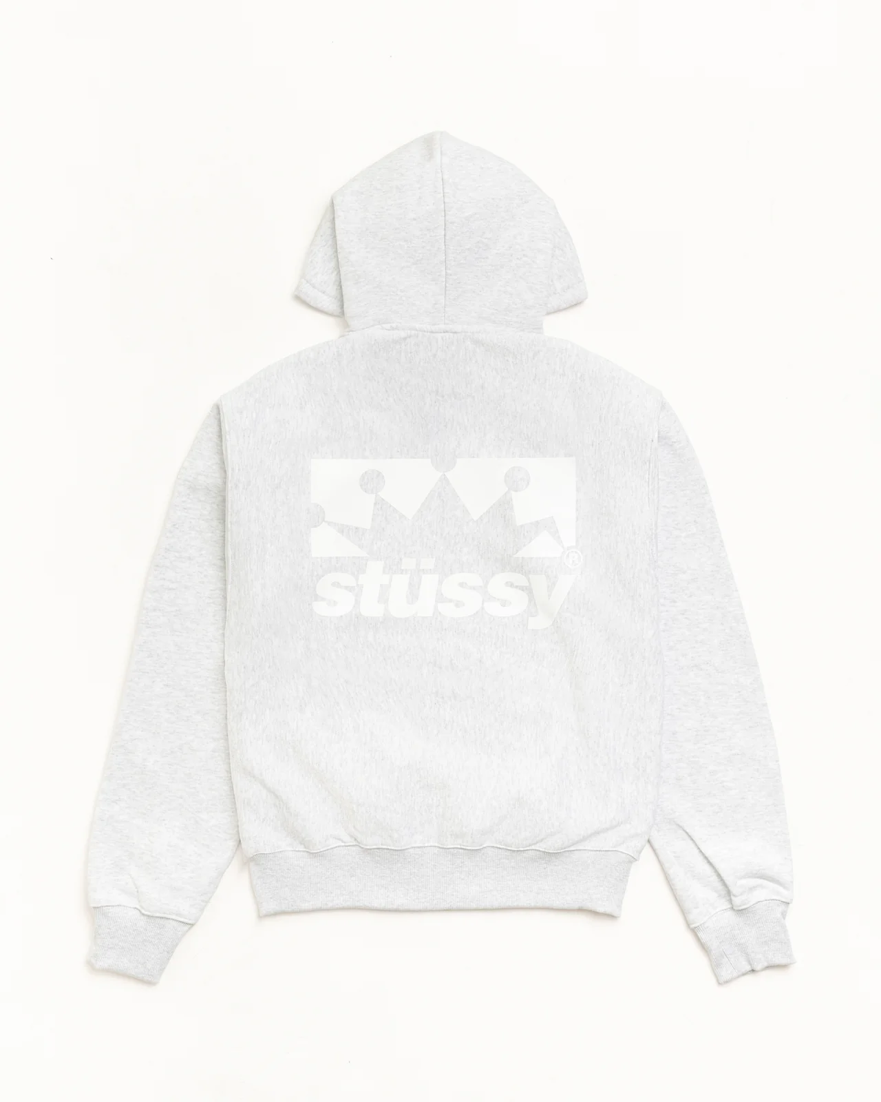 Box Crown Stussy Zip Up Hoodie Ash Heather