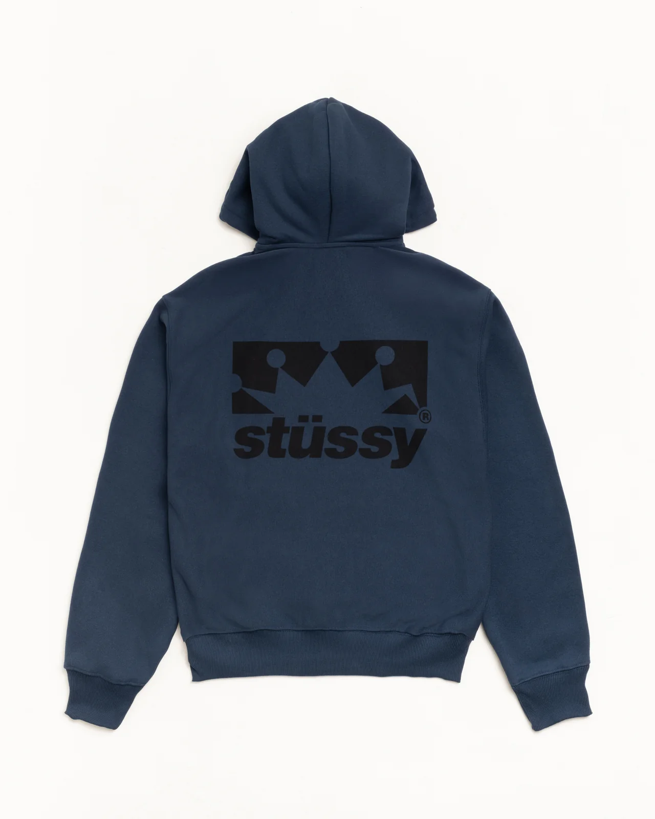 Box Crown Stussy Zip Up Hoodie Navy
