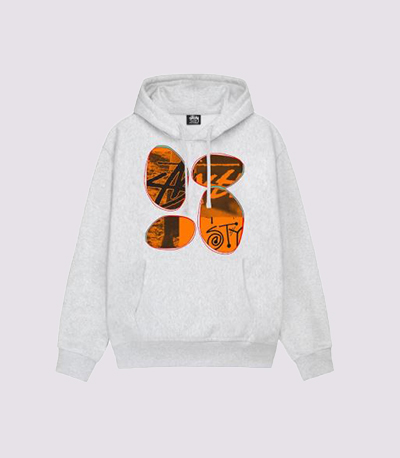 Stussy David Carson Vespa Hoodie Front Ash Heather